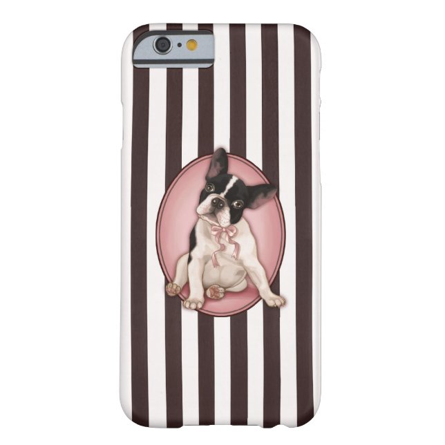 Coques Case-Mate iPhone Bouledogue français chic et rayures classiques (Dos)