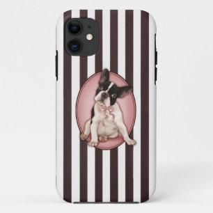 Coques Pour iPhone Bouledogue français chic et rayures classiques