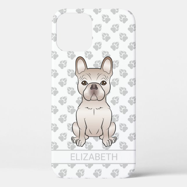 Coques Case-Mate iPhone Bouledogue Français crème assis & nom personnalisé (Verso)