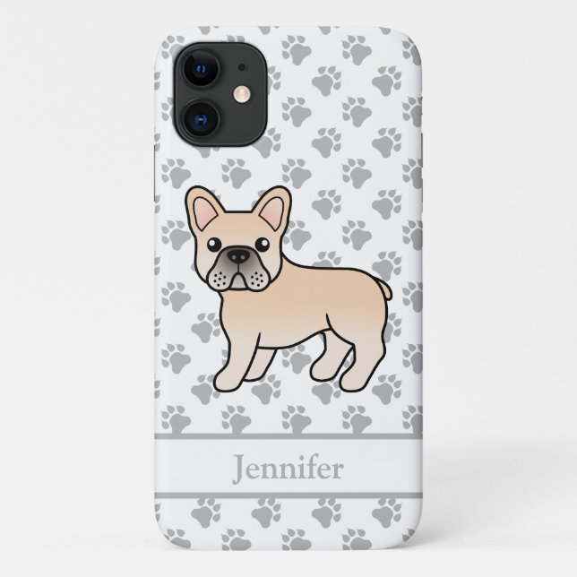 Coques Case-Mate iPhone Bouledogue français crème Chien de dessin animé mi (Dos)