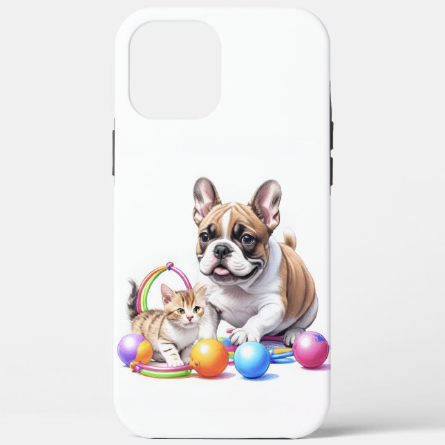 Coques Case-Mate iPhone Bouledogue français French Bulldog avec chat (Verso)