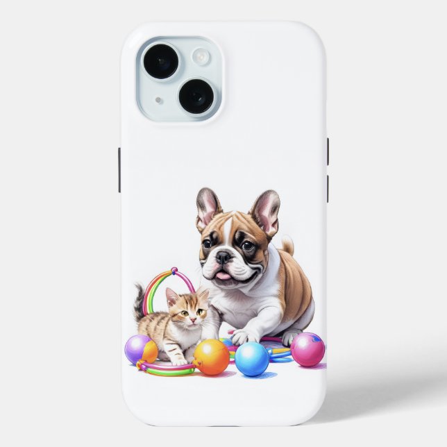 Coques Case-Mate iPhone Bouledogue français French Bulldog avec chat (Verso)