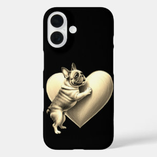 Coque Pour iPhone 16 Bouledogue Français Je t'aime
