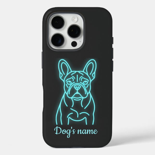 Coques Case-Mate iPhone Bouledogue Français Néon Personnalisé (Verso)