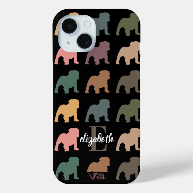 Coques Case-Mate iPhone Bouledogue personnalisé Floral Nom Initial Boho Am (Verso)