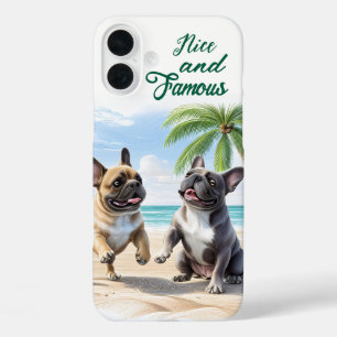 Coque Pour iPhone 16 Plus Bouledogues français à la plage en vacances