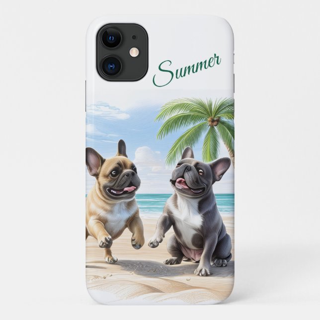 Coques Case-Mate iPhone Bouledogues français Plage Bouledogue Français (Dos)