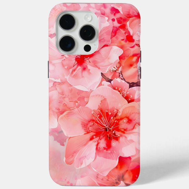Coques Case-Mate iPhone Boules de fleurs de cerisier d'aquarelle (Verso)