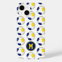 boules de football en or bleu motif monogrammed