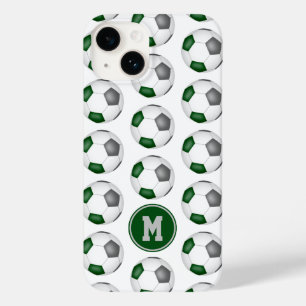 Coque Case-Mate iPhone boules de football gris vert motif monogrammé
