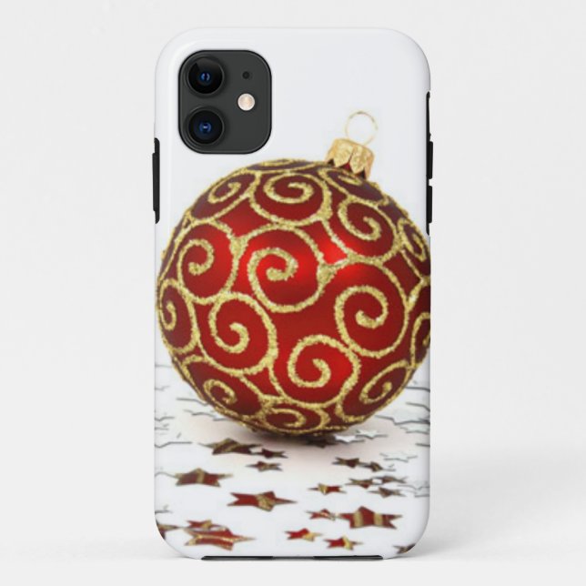 Coques Case-Mate iPhone Boules de Noël rouges décoratives (Dos)