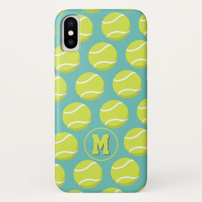 Coques Case-Mate iPhone Boules de tennis de sport fillette motif monogramm (Dos)