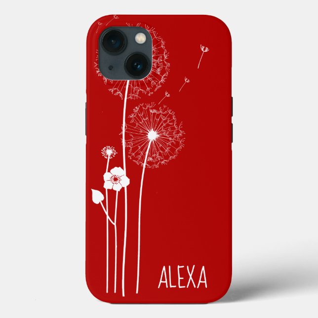 Coques Case-Mate iPhone Bouquet de Dandelion blanc en rouge (Verso)