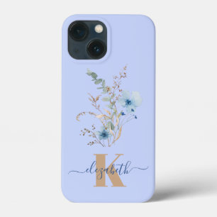 Case-Mate iPhone Case bouquet de fleurs aquarelles bleu poussiéreux rust