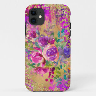 Case-Mate iPhone Case Bouquet de fleurs d'aquarelle sur framboise rose