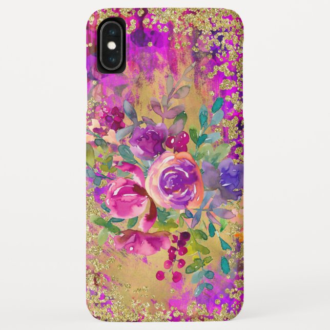 Coques Case-Mate iPhone Bouquet de fleurs d'aquarelle sur framboise rose (Dos)