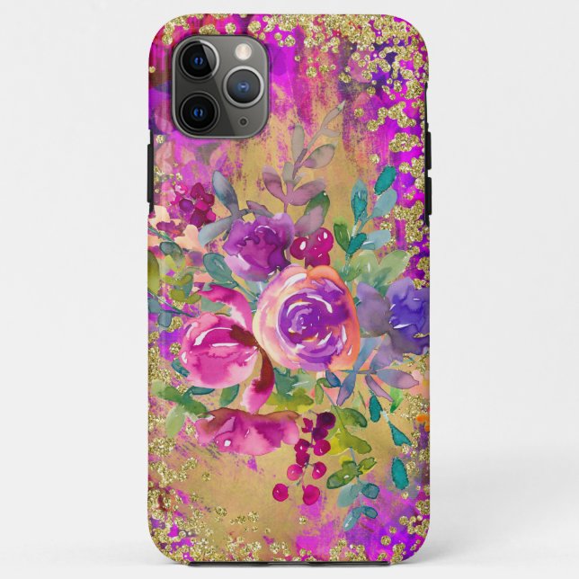 Coques Case-Mate iPhone Bouquet de fleurs d'aquarelle sur framboise rose (Dos)