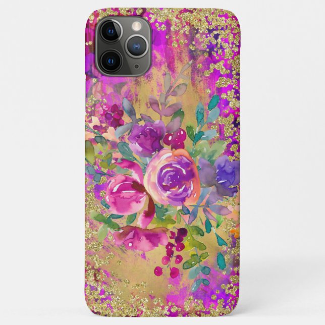 Coques Case-Mate iPhone Bouquet de fleurs d'aquarelle sur framboise rose (Dos)