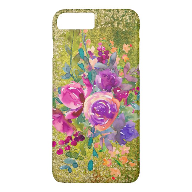 Coques Case-Mate iPhone Bouquet de fleurs d'aquarelle sur vert rustique (Dos)