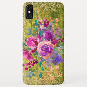 Case-Mate iPhone Case Bouquet de fleurs d'aquarelle sur vert rustique