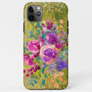 Case-Mate iPhone Case Bouquet de fleurs d'aquarelle sur vert rustique