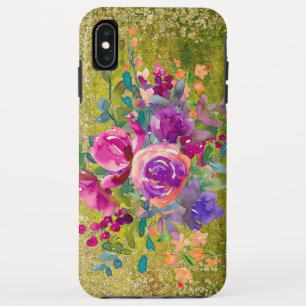 Case-Mate iPhone Case Bouquet de fleurs d'aquarelle sur vert rustique