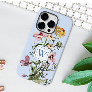 Coque Case-Mate iPhone Bouquet de fleurs sauvages aquarelle Monogram #1