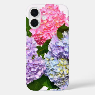 Coque Pour iPhone 16 Bouquet d'hortensia bleu rose violet élégant