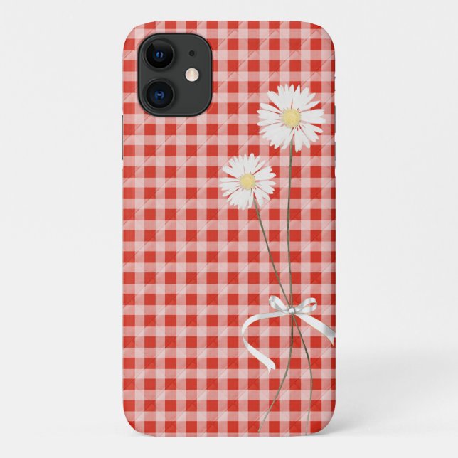 Coques Case-Mate iPhone bouquet marguerrier sur en vichy (Dos)