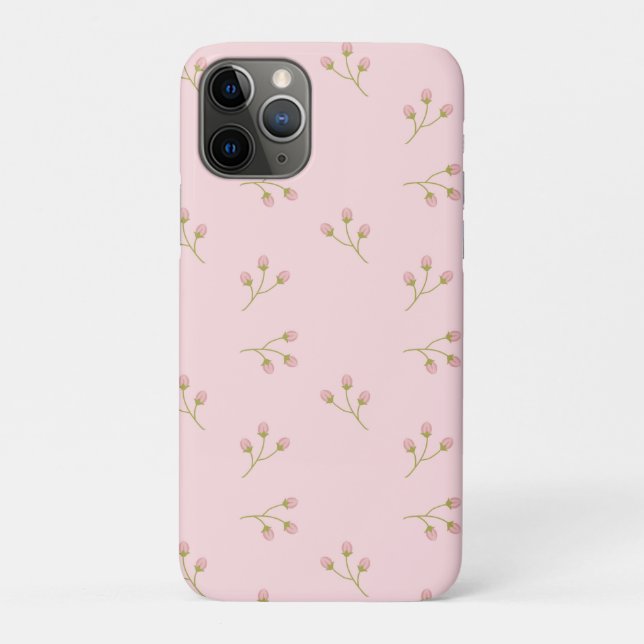Coques Case-Mate iPhone Bourgeons de fleurs roses Tige verte Floral Printe (Dos)