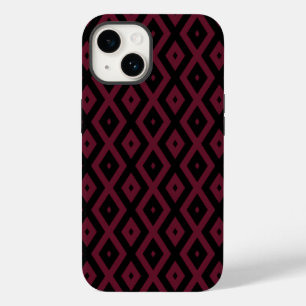 Coque Case-Mate iPhone Bourgogne et motif diamant noir