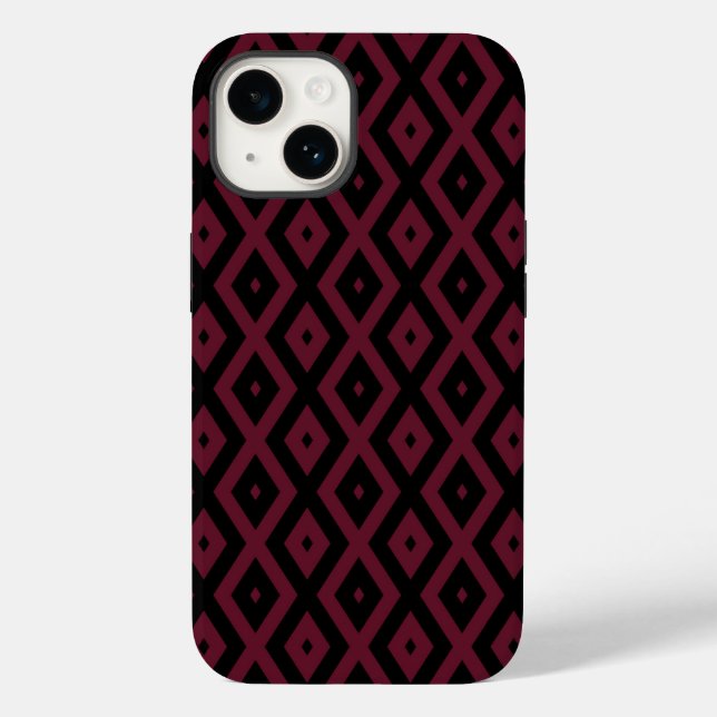 Coques Case-Mate iPhone Bourgogne et motif diamant noir (Verso)