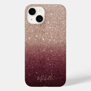 Coque Case-Mate iPhone Bourgogne moderne et Rose Gold Parties scintillant