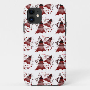 Case-Mate iPhone Case Bourgogne Motif de l'arbre de Noël répété