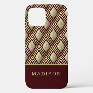 Case-Mate iPhone Case Bourgogne Pailleté Or Motif Diamant Personnalisé
