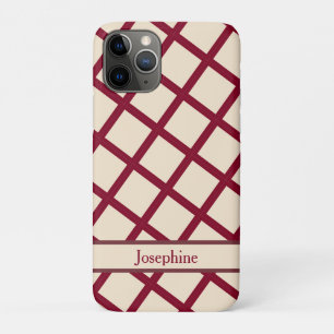 Case-Mate iPhone Case Bourgogne personnalisée Crème Treillis Élégant Chi
