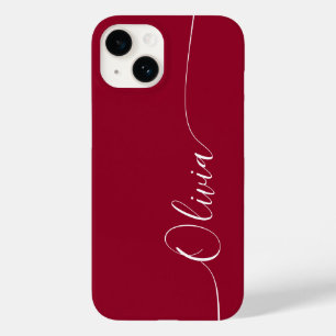 Coque Case-Mate iPhone Bourgogne Rouge Blanc Élégant Nom de Script Callig
