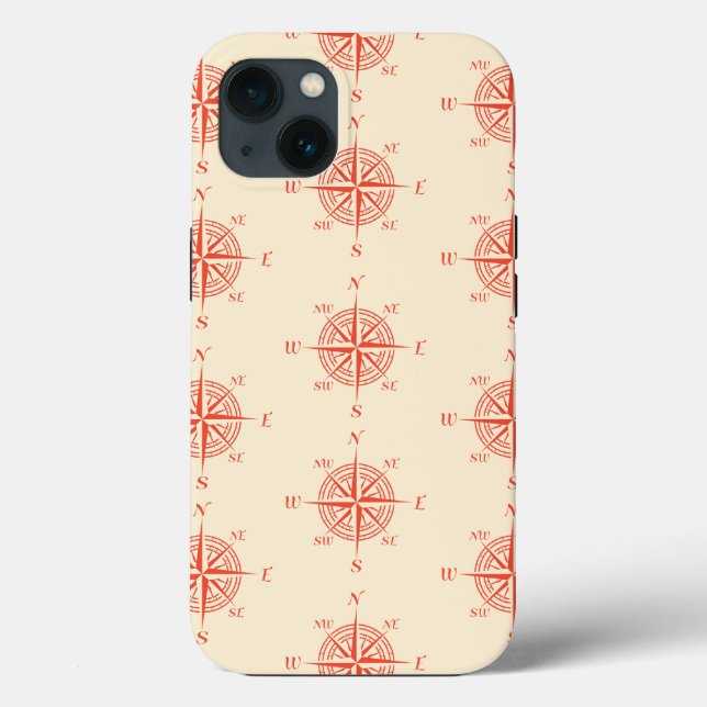 Coques Case-Mate iPhone Boussole de navigation nautique en corail (Verso)