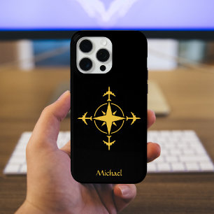 Coque Case-Mate iPhone Boussole et avion simple moderne, coutume de voyag