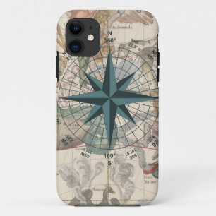 Coques Pour iPhone Boussole sur une carte ancienne