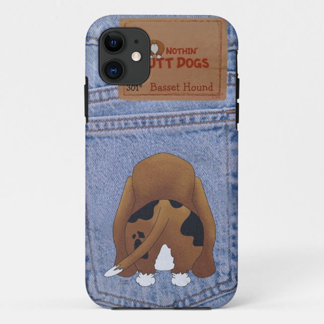Coques Case-Mate iPhone Bout de Basset Hound de blue-jean (Dos)