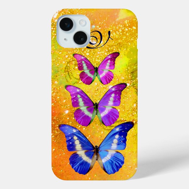 COQUES Case-Mate iPhone BOUTEILLES BLEU ROSE EN JAUNE D'OR (Verso)