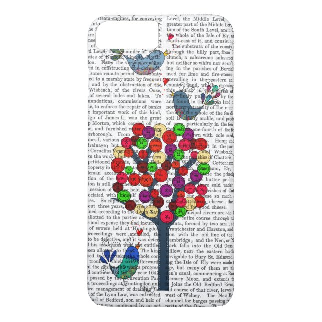 Coques Case-Mate iPhone Bouton Arbre et oiseaux Bleu (Dos)