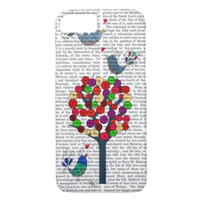 Coques Case-Mate iPhone Bouton Arbre et oiseaux Bleu (Dos)