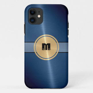 Case-Mate iPhone Case Bouton bleu brillant en acier inoxydable métal et