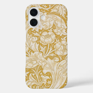 Coque Pour iPhone 16 Bouton de célibataire en or de William Morris Flor