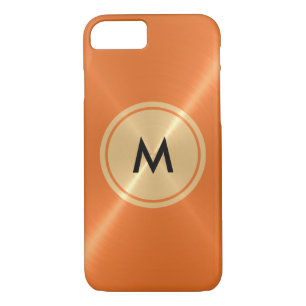 Coque Case-Mate iPhone Bouton d'or et métal en acier inoxydable orange