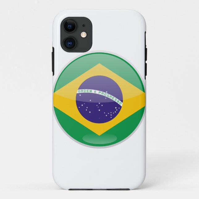 Coques Case-Mate iPhone Bouton du drapeau du Brésil (Dos)