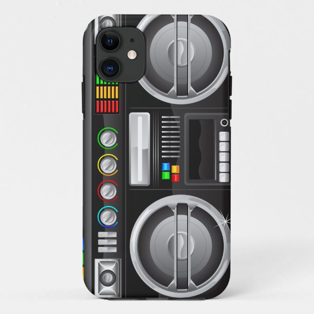 Coques Case-Mate iPhone boutons arc-en-ciel rétro boombox ghetto master (Dos)