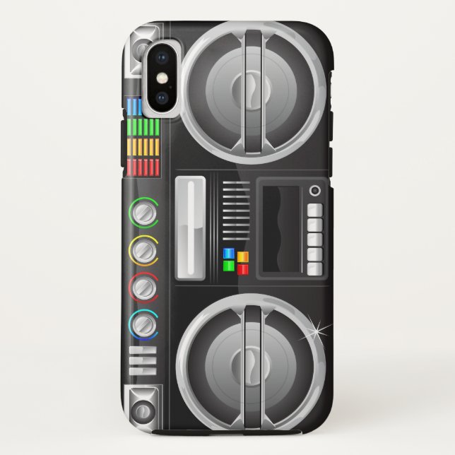 Coques Case-Mate iPhone boutons arc-en-ciel rétro boombox ghetto master (Dos)